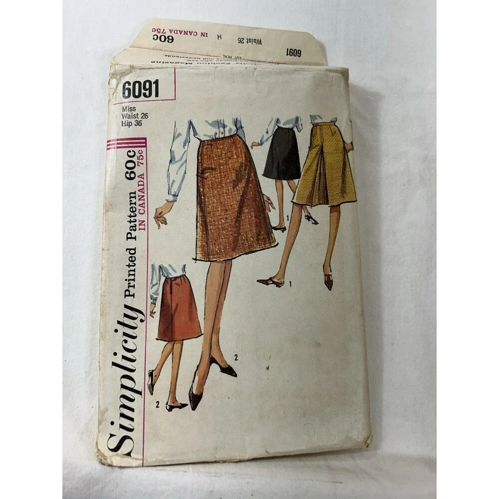 1965 Vintage Simplicity 6091 Misses A-Line Skirt Set Sewing Pattern Cut Retro